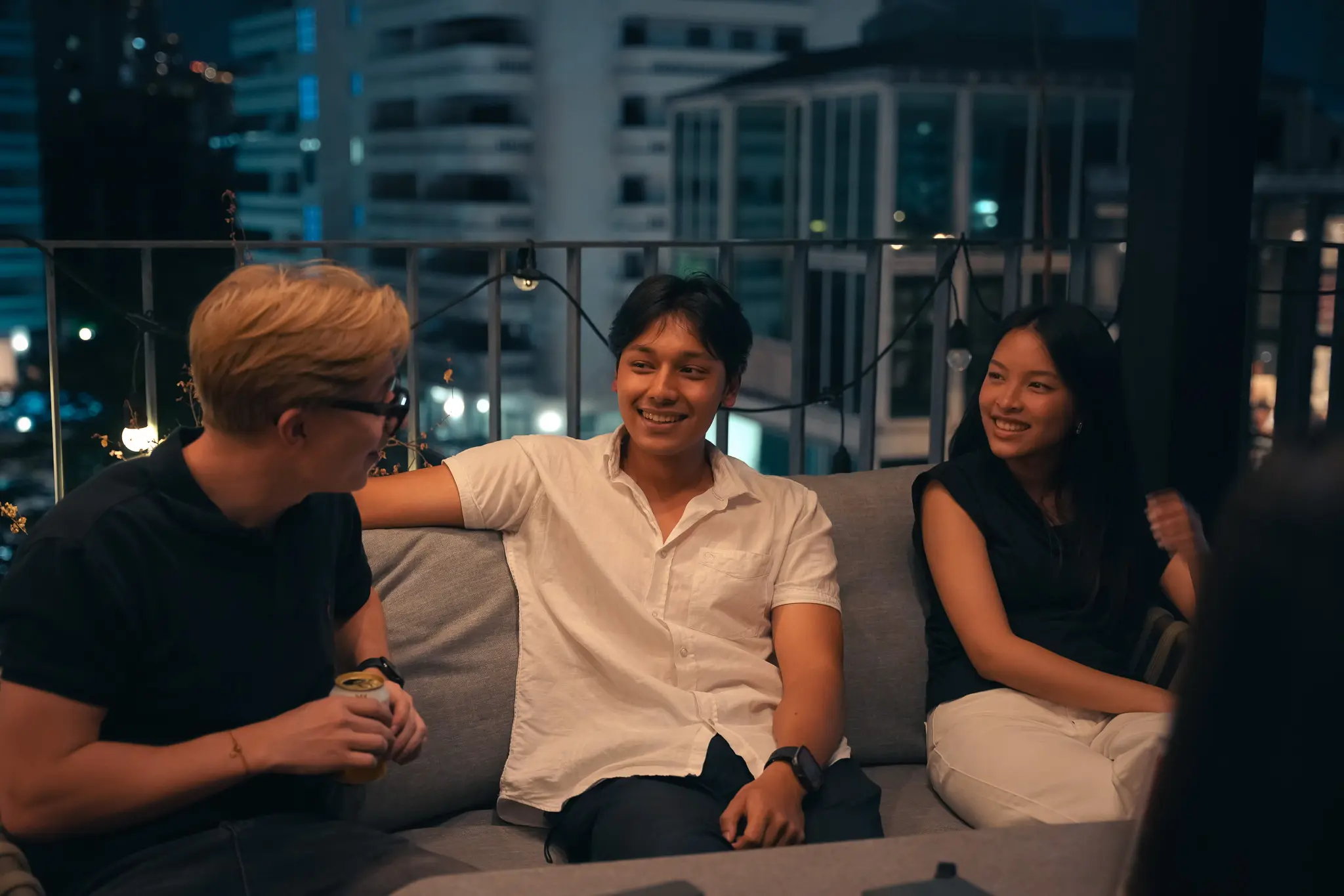 Issa Compass teammates hanging out together at night