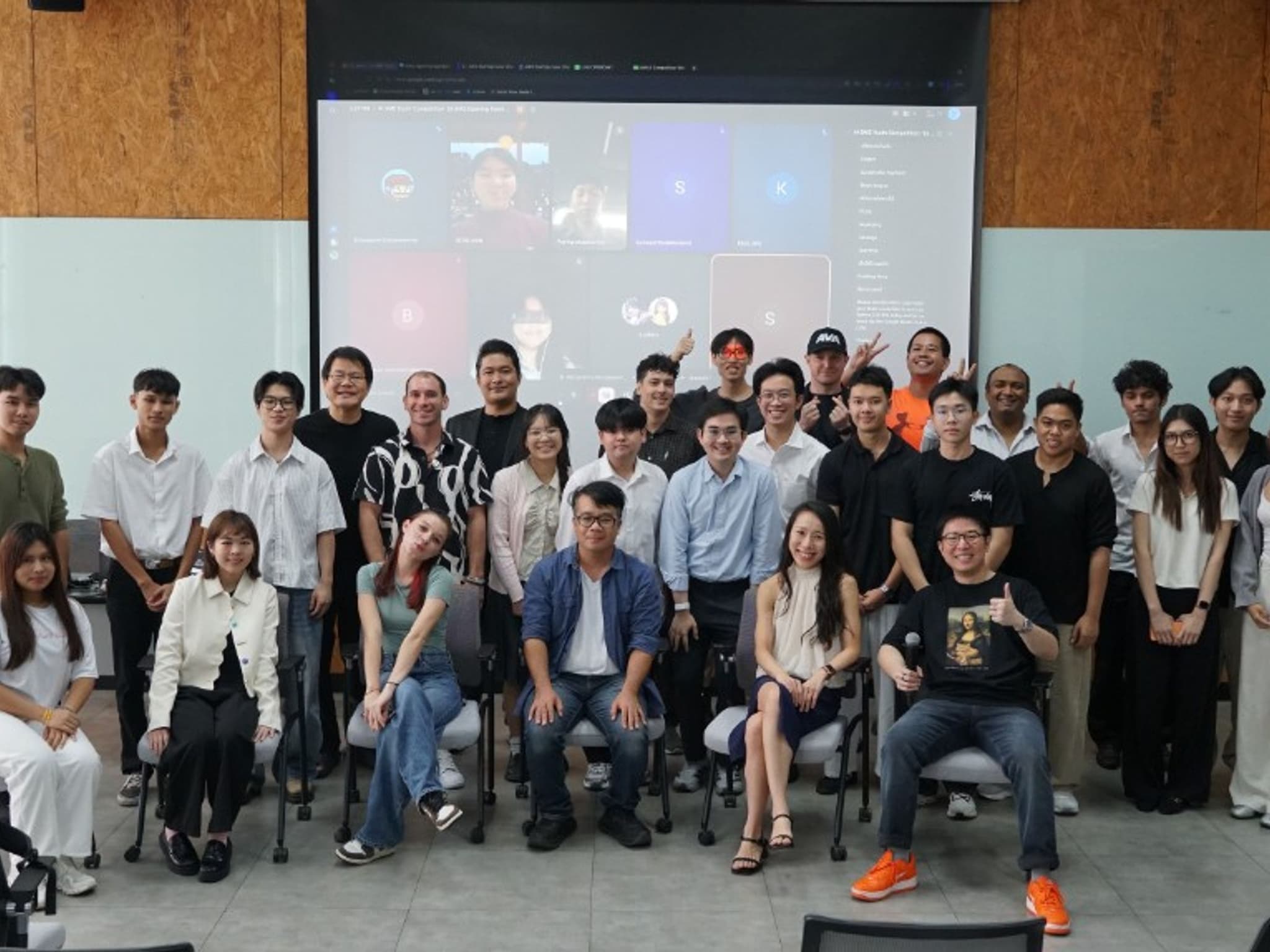 Students, mentors, and founders posing together at the AIKS StartUp Case Challenge 2026 Opening Day at KX Knowledge Xchange
