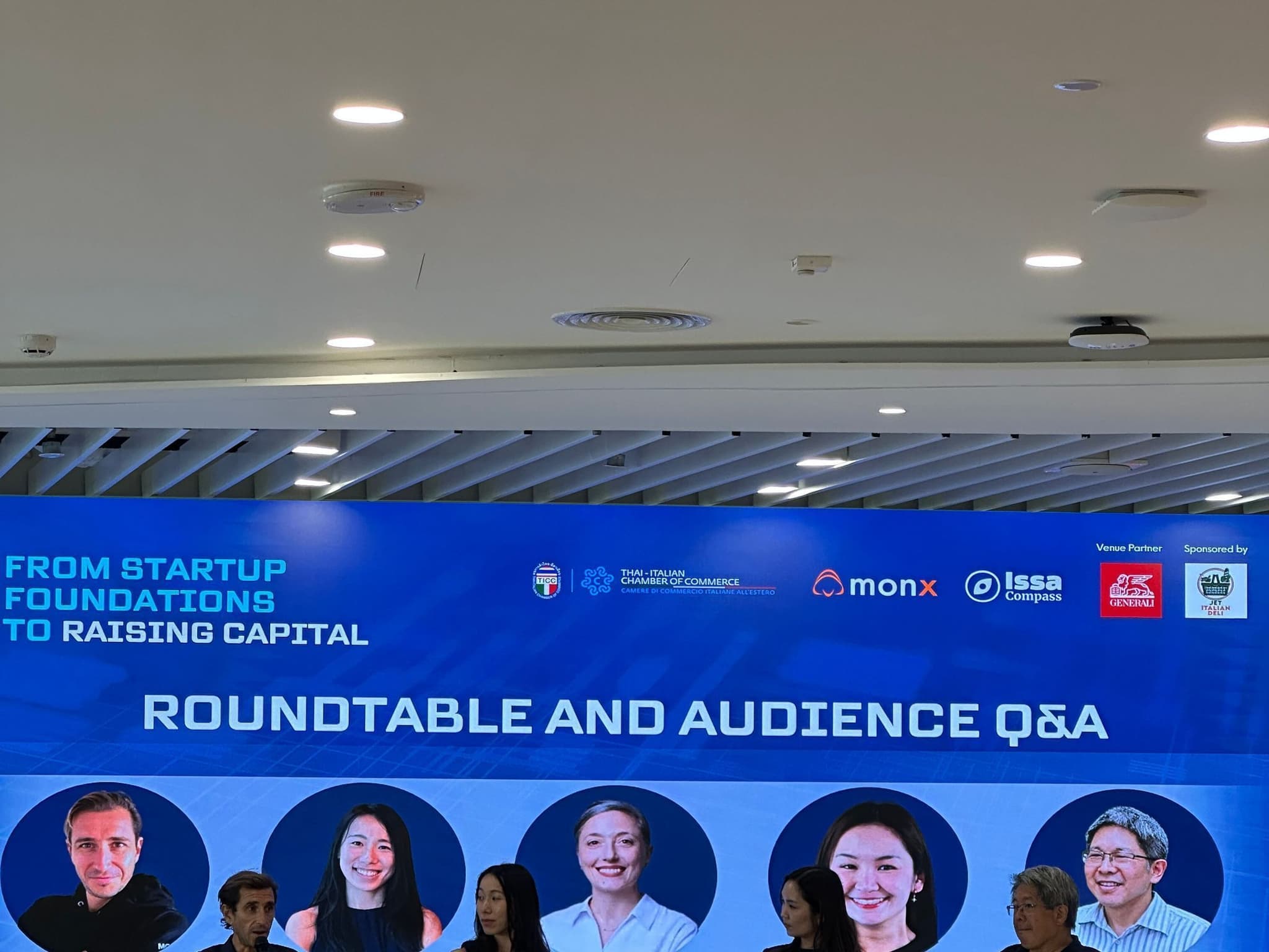 Panelists on stage during the From Startup Foundations to Raising Capital roundtable at Generali Thailand Town Hall