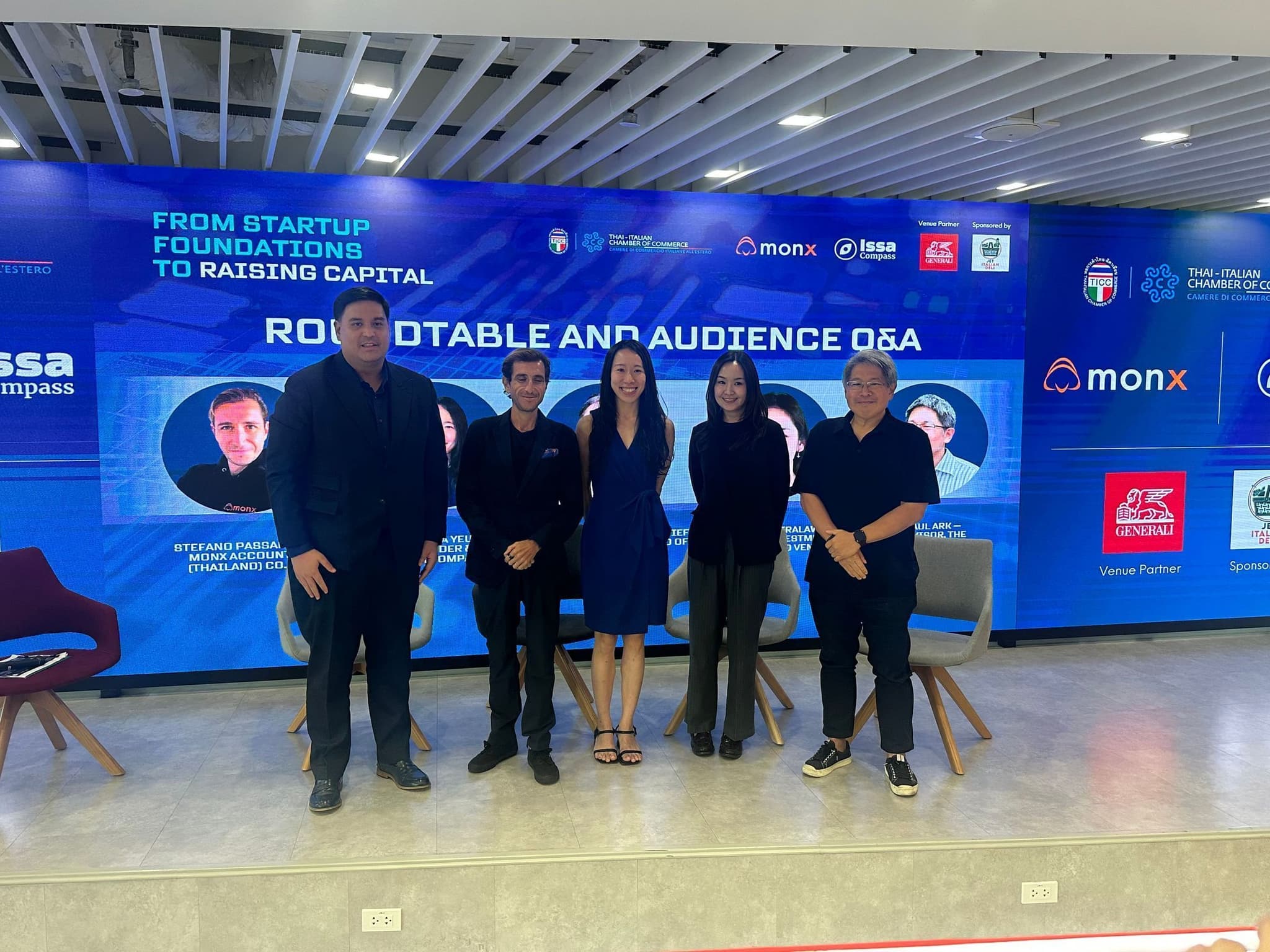TICC Secretary-General Giacomo Iobizzi with Stefano Passarello, Priscilla Yeung, Issaree Rujiralawan, and Paul Ark on stage after the seminar
