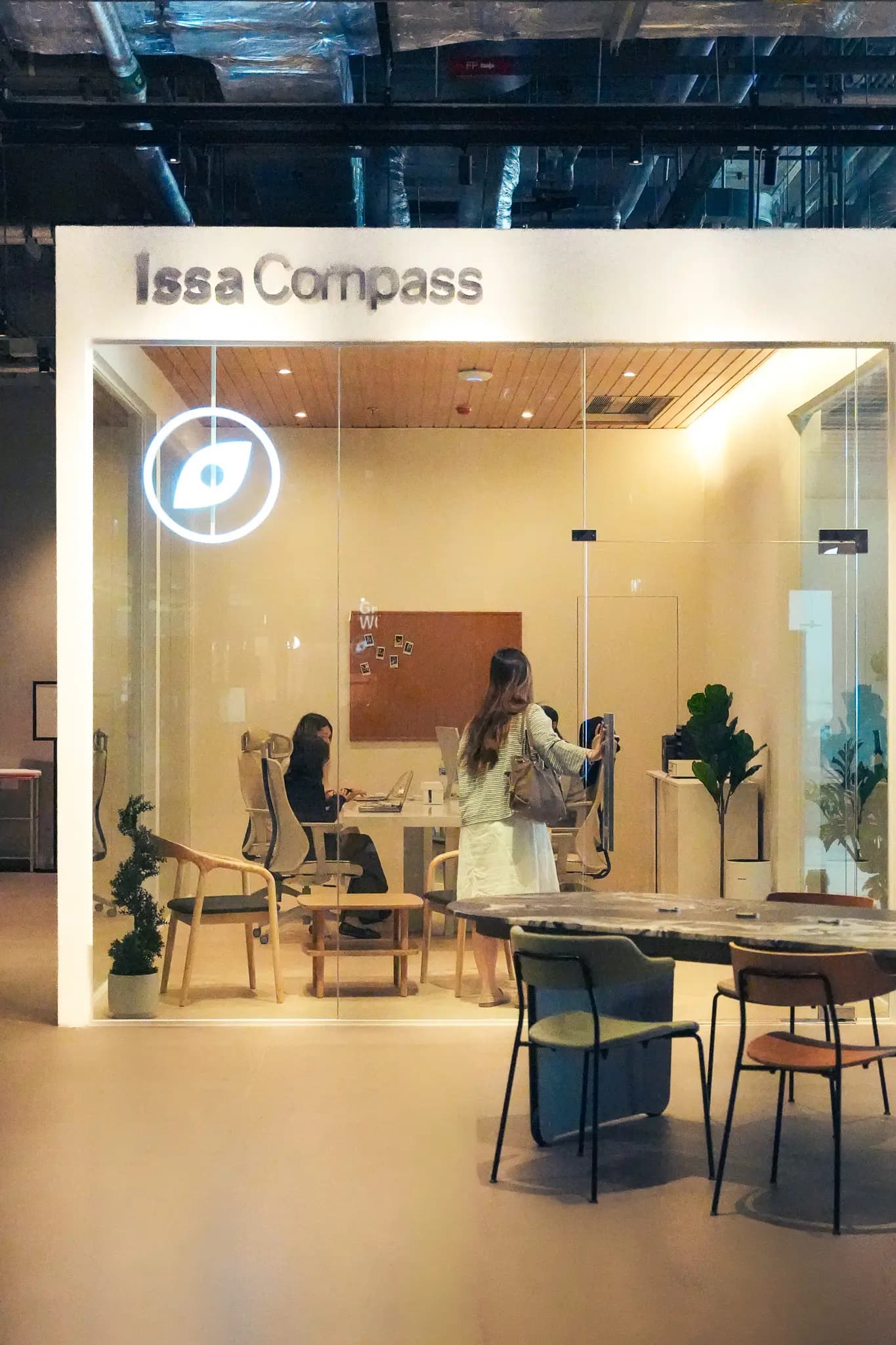 Close-up of the Issa Compass office entrance