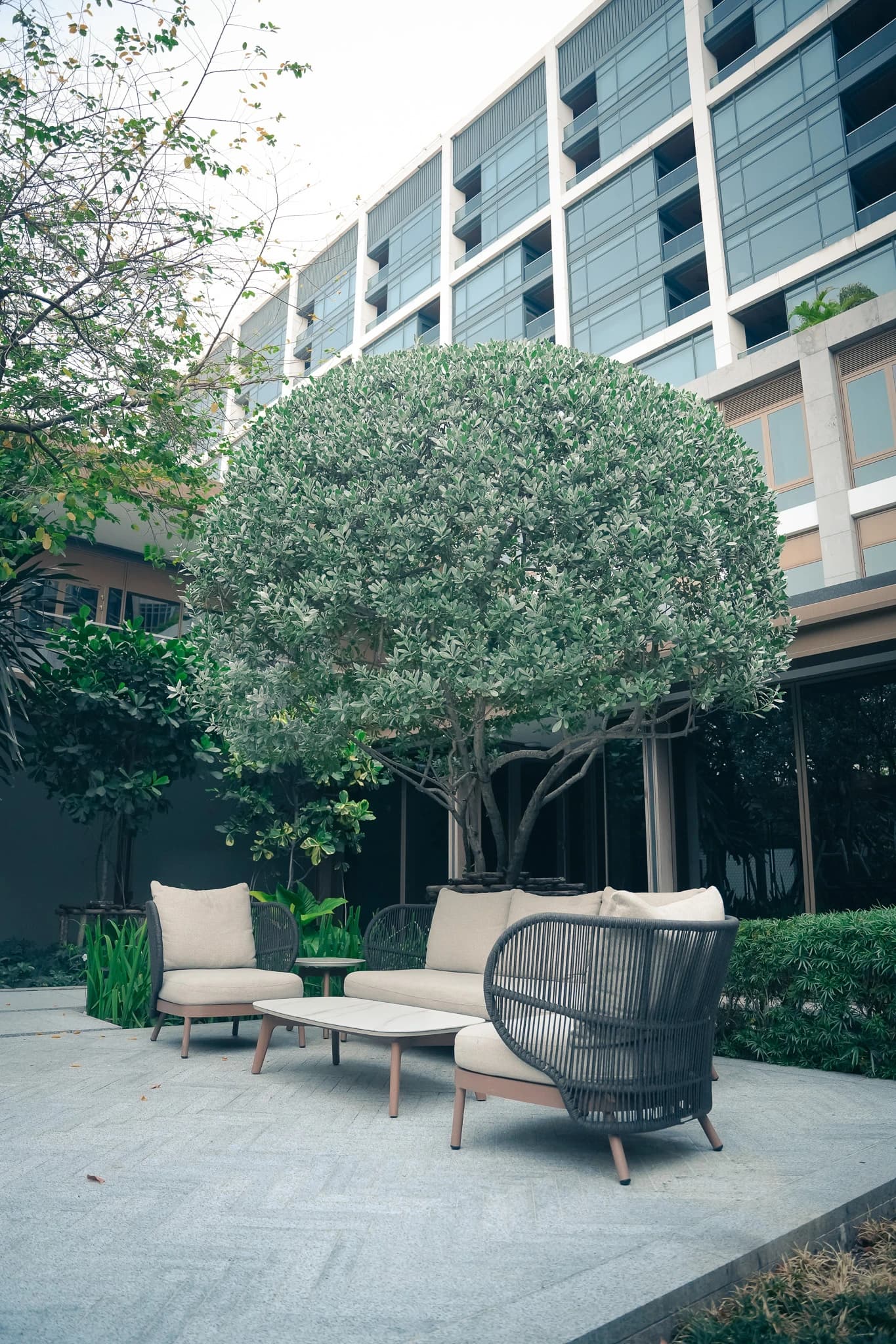 Private outdoor lounge at a modern Thailand residence
